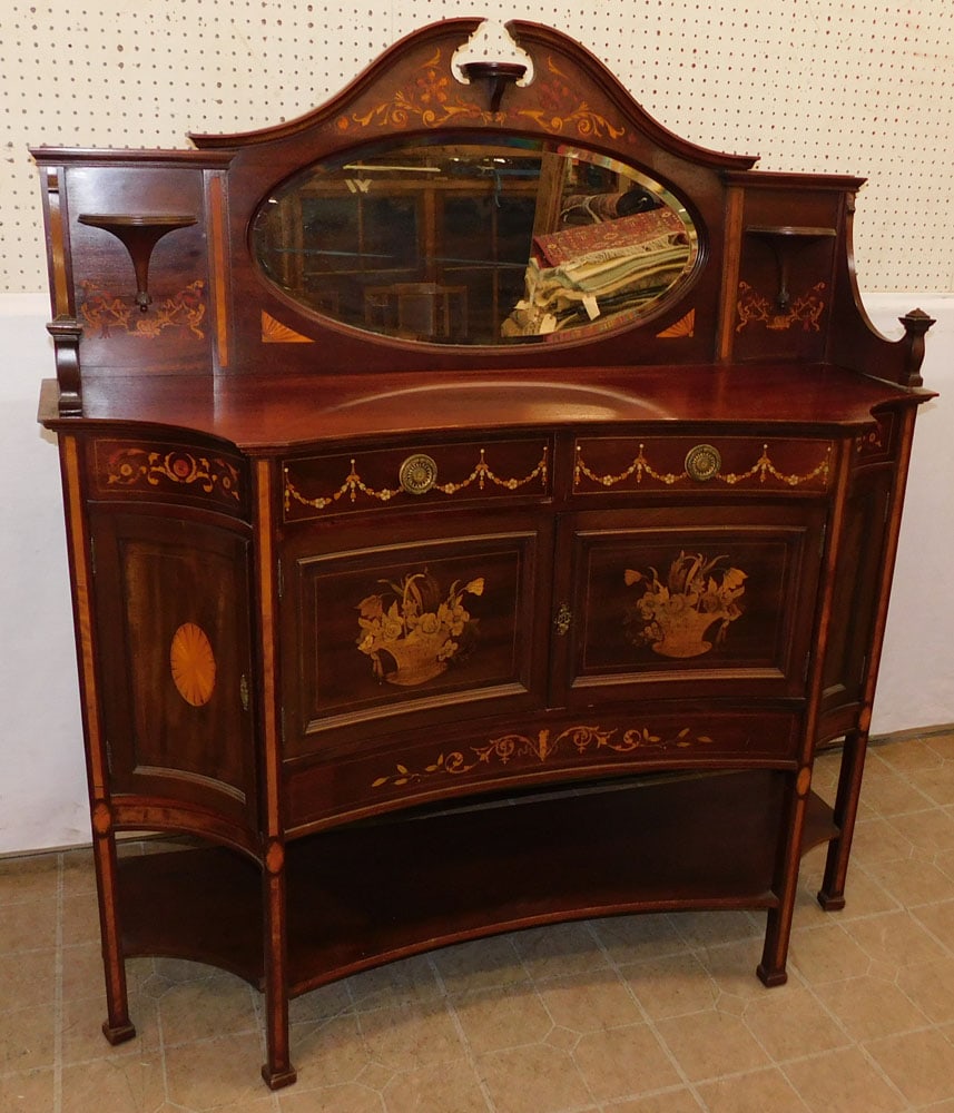 Antique Mahogany Inlaid Sideboard with Splash (1 of 8)