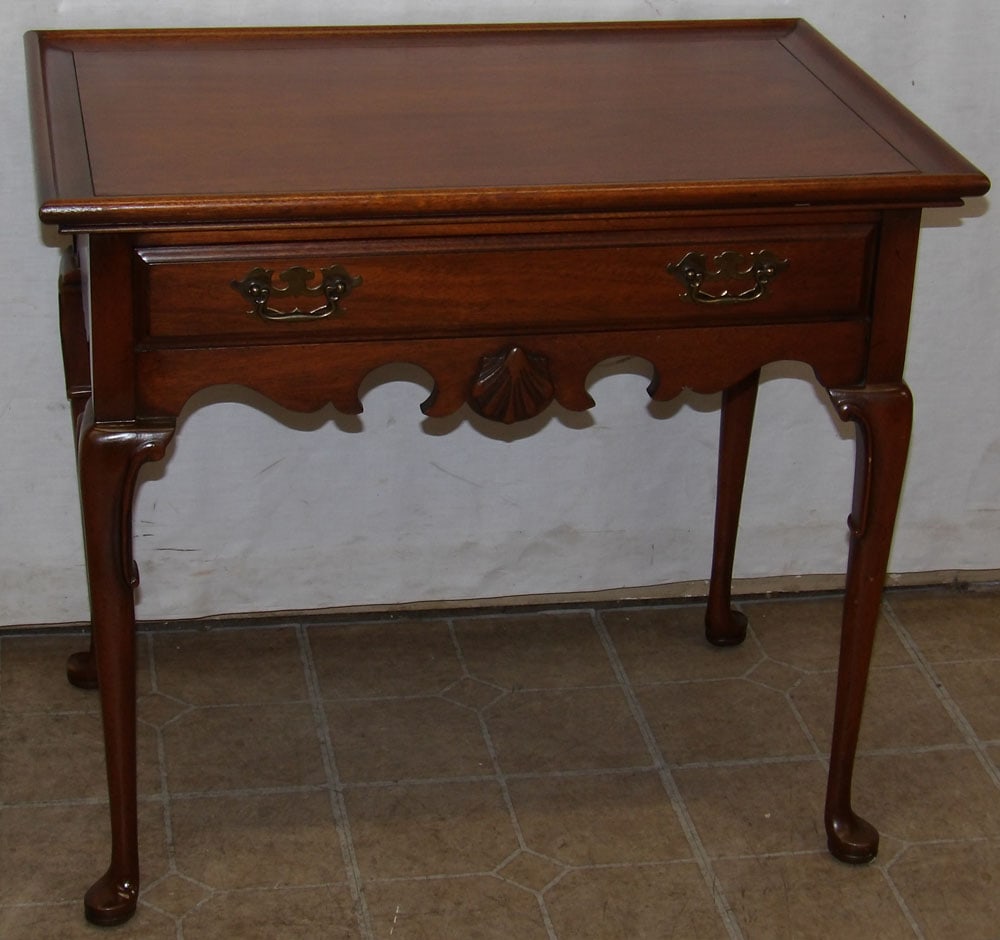 Mahogany Queen Anne Style Tea Table with Candle Slides by Globe Furniture (1 of 6)