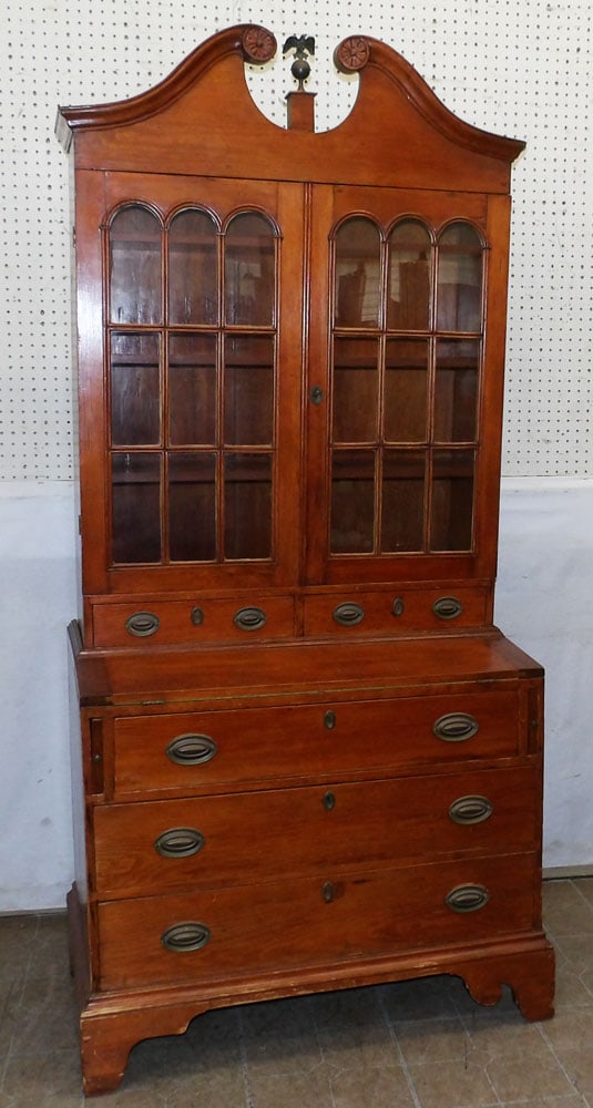 Antique Pine Two Part Glass Door Secretary (1 of 11)
