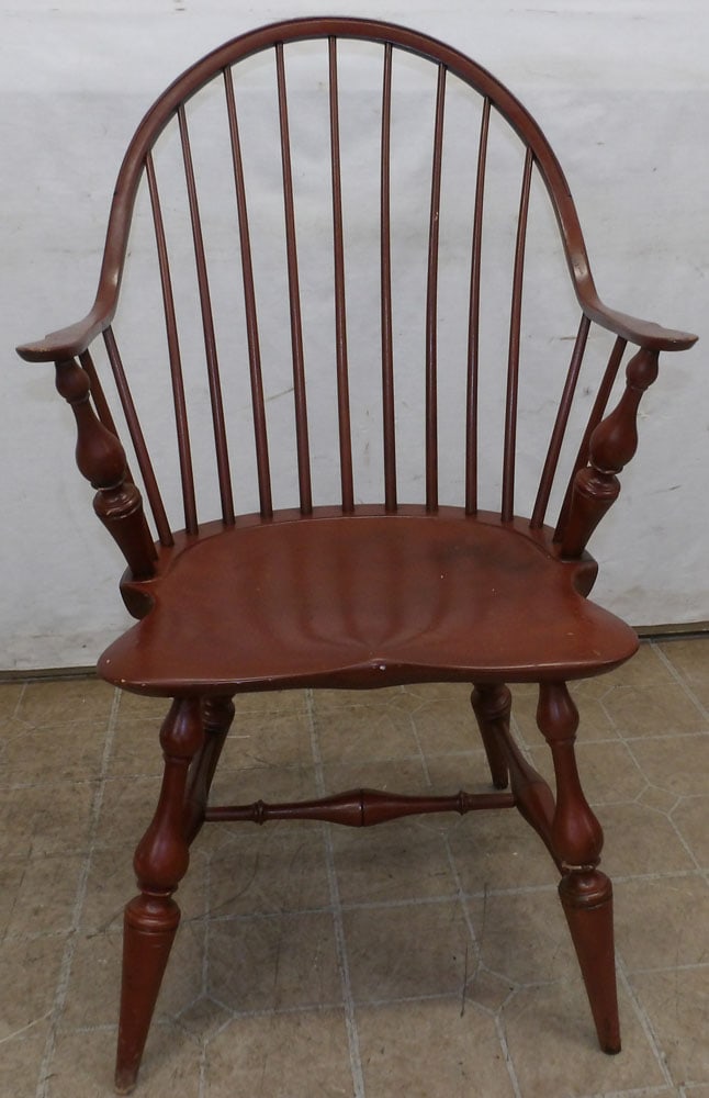 Painted Continuous Arm Windsor Chair Signed DR Dimes (1 of 5)