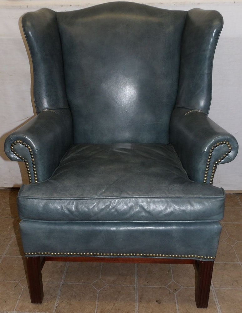 Leather Upholstered Wing Back Arm Chair by Old Hickory Tannery (1 of 7)