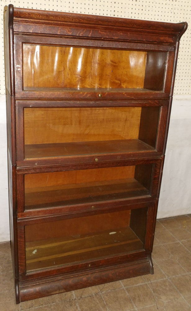 Antique Tiger Oak Four Section Barrister Bookcase (1 of 7)