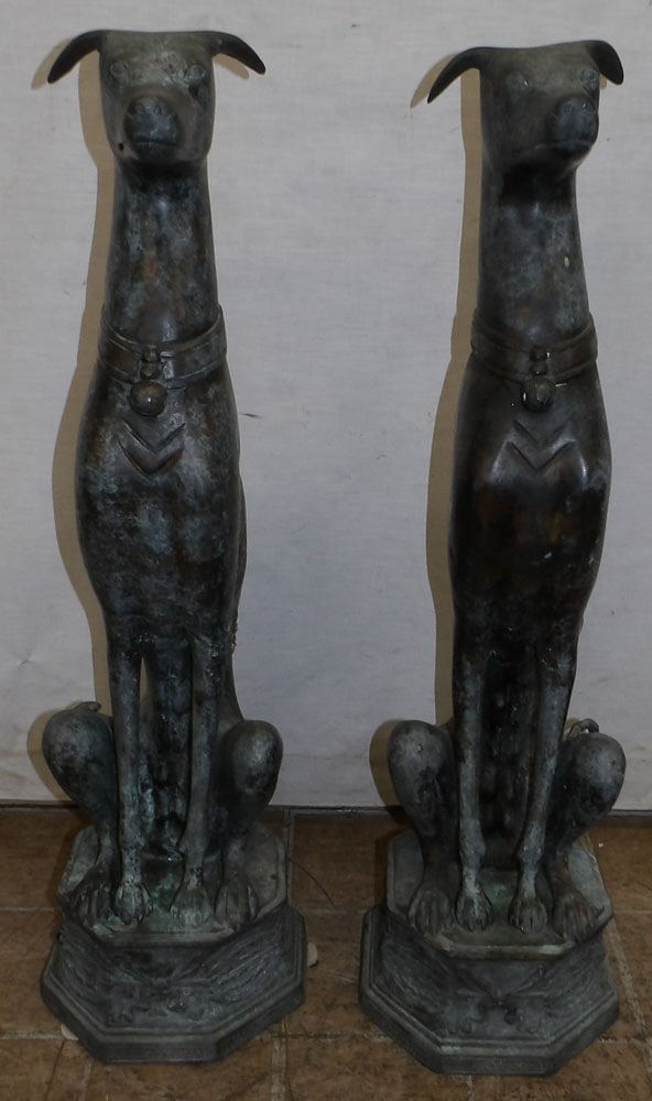 Pair of Lifesize Bronze Whippets (1 of 4)