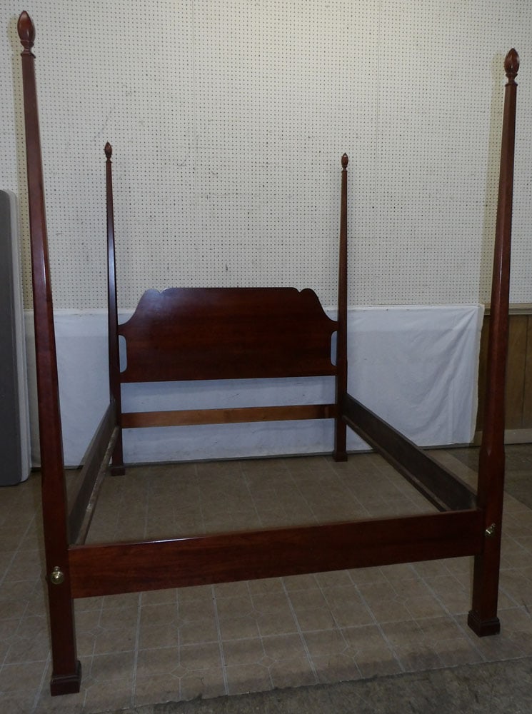 Cherry Pencil Post Full Size Bed with Rails (1 of 7)