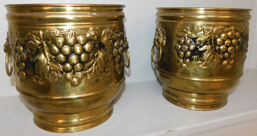 Pair of Brass Jardinieres with Lion Head Handles (1 of 4)