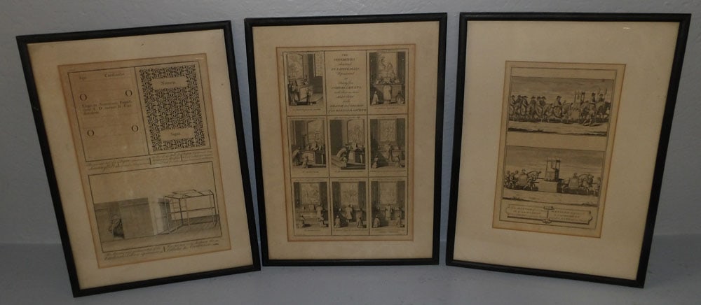 Three Framed French Black & White Engravings (1 of 7)