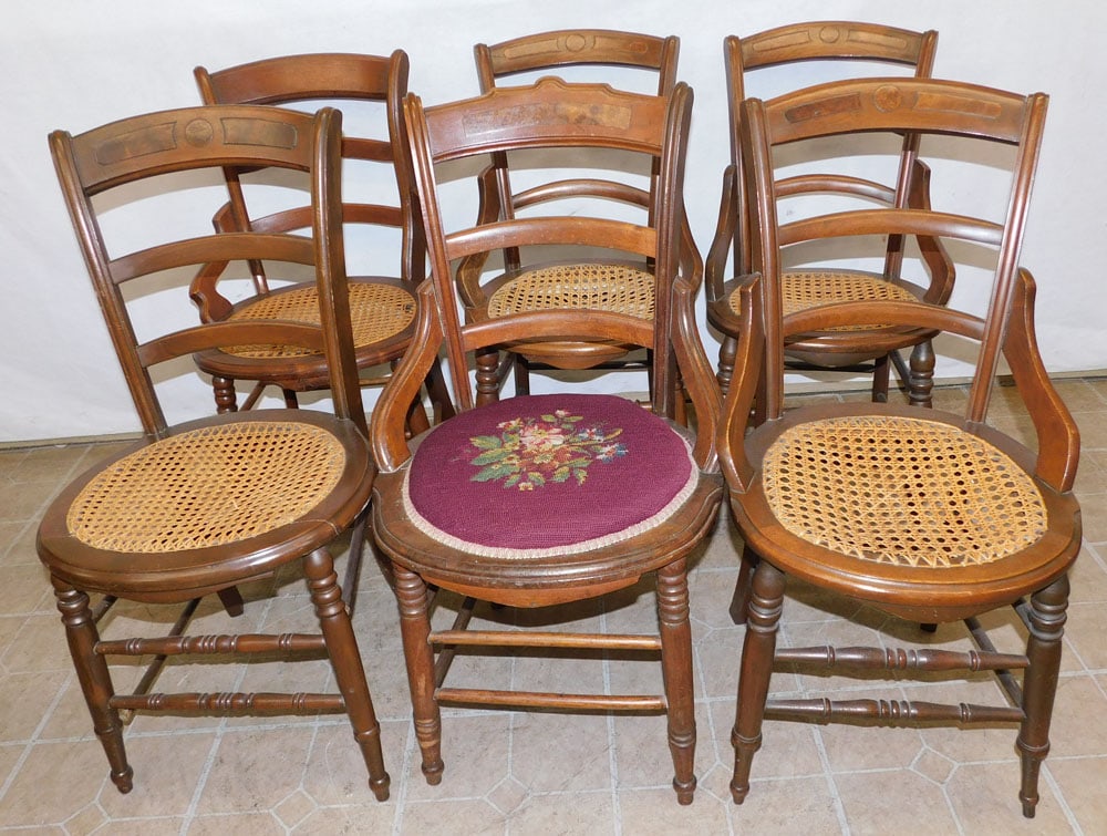 Six Antique Walnut Victorian Side Chairs (1 of 4)