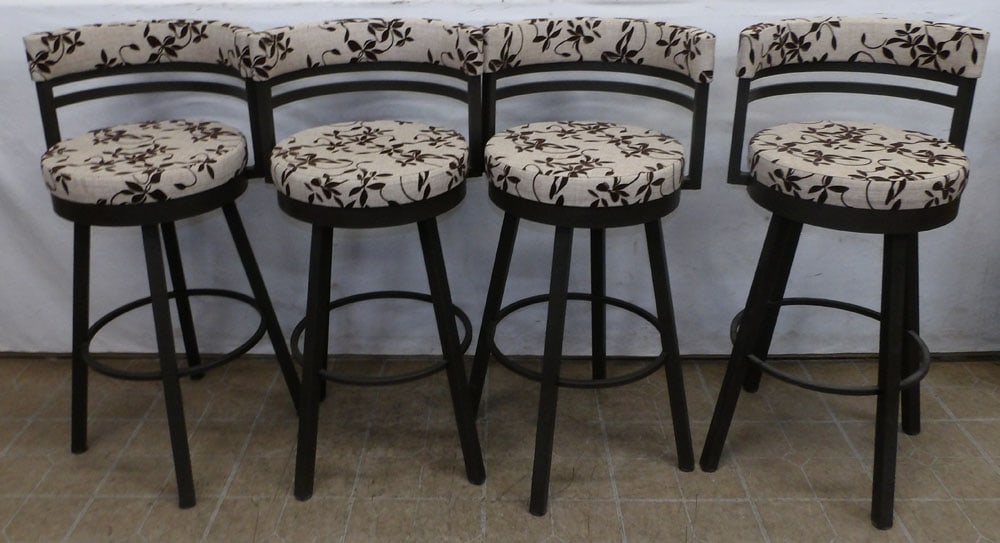 Set of Four Modern Painted Metal & Upholstered Bar Stools (1 of 3)
