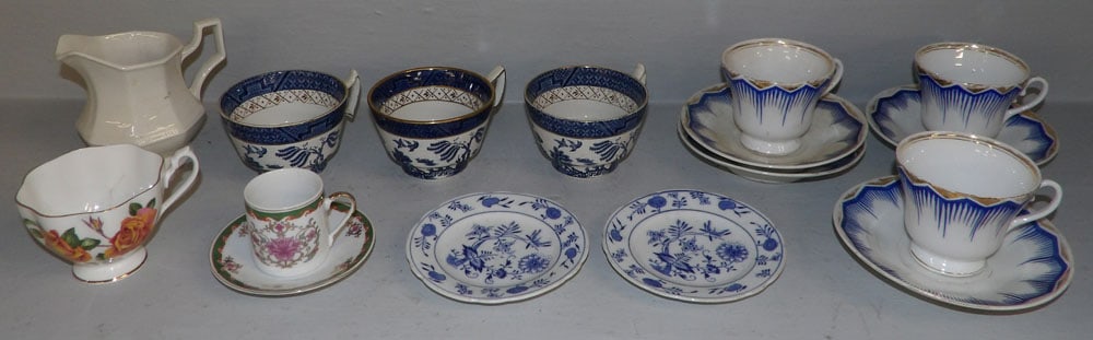 Lot of Blue Willow, KPM, Meissen Style Porcelain: Lot of Blue Willow, KPM, Meissen Style Porcelain. "ALL DESCRIPTIONS AND ANY CONDITION STATEMENT GIVEN BY LANGSTON AUCTION GALLERY ARE STRICTLY OPINIONS AND LANGSTON'S SHALL HAVE NO RESPONSIBILITY FOR