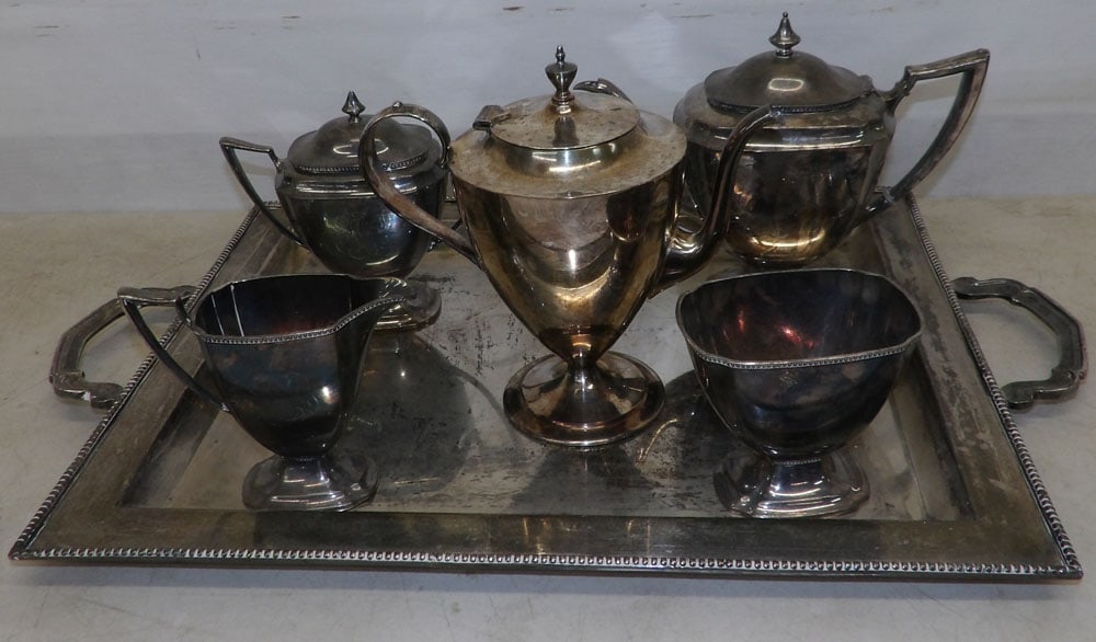 Six Piece Silverplate Tea Service (1 of 4)