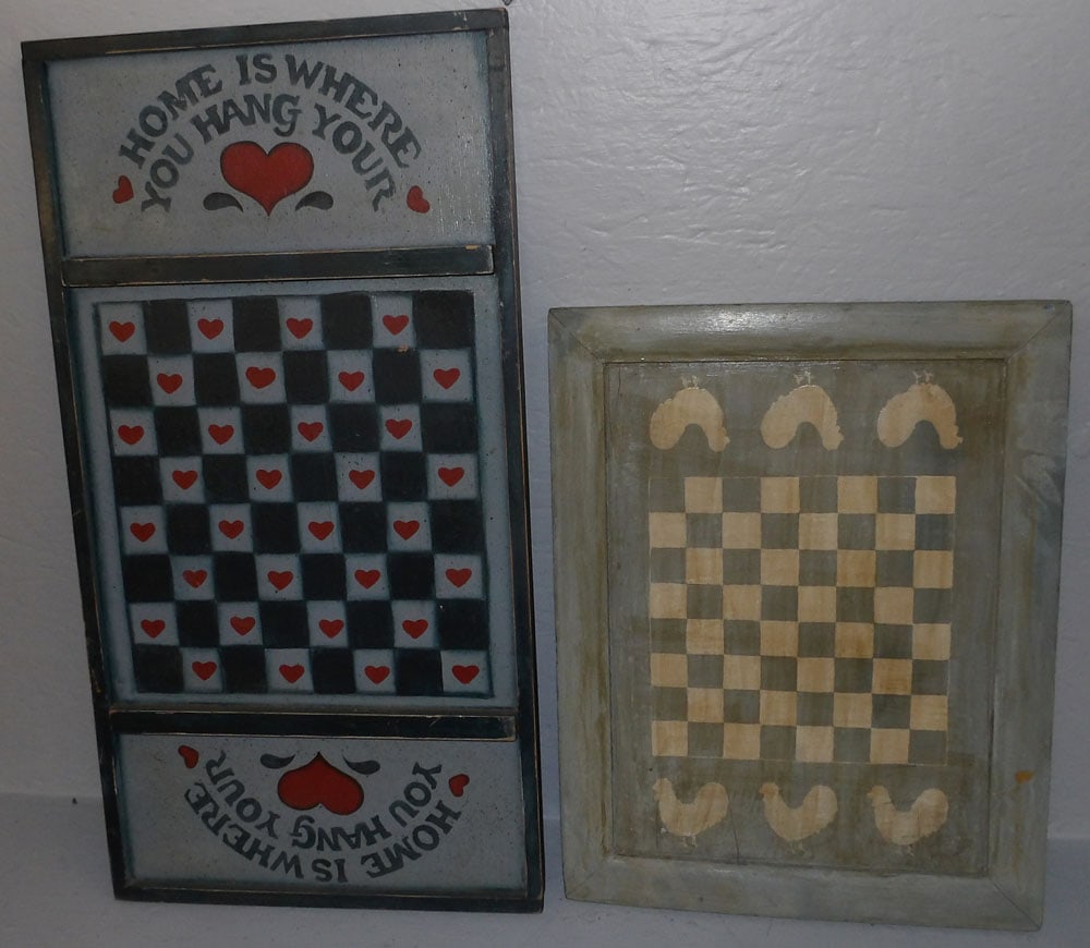 Two Painted Wood Game Boards (1 of 3)