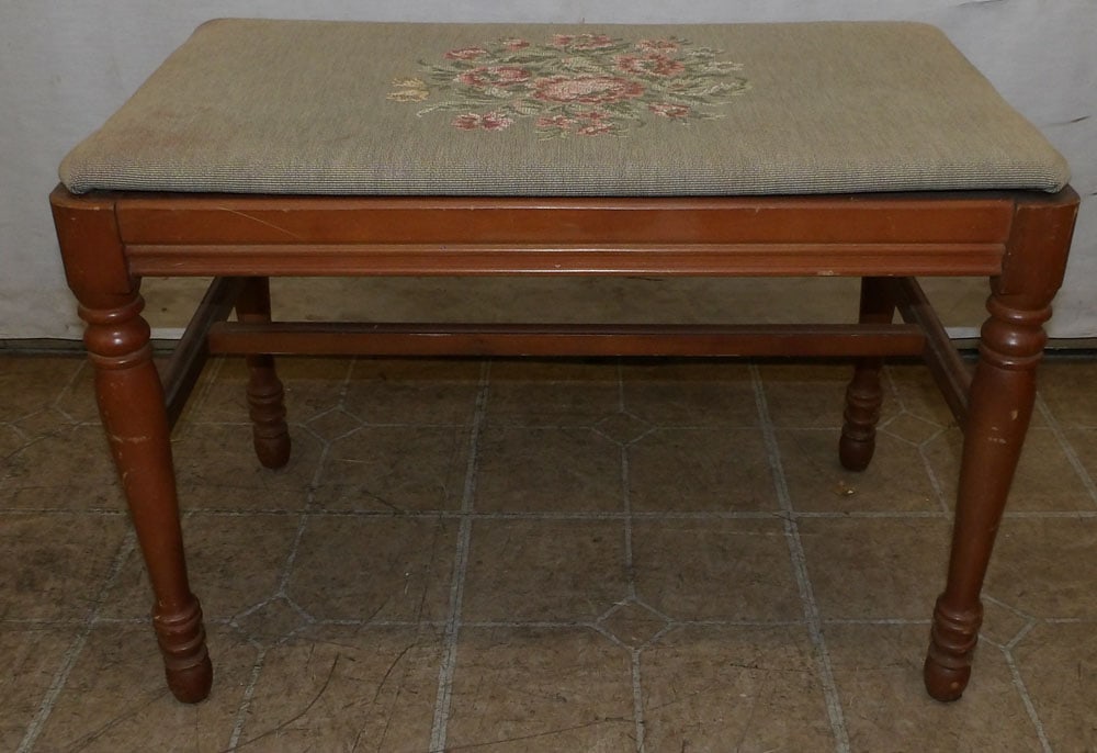 Cherry Upholstered Top Bench (1 of 2)