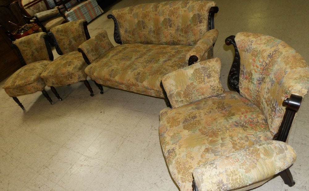 Four Piece Walnut Parlor Set (1 of 8)