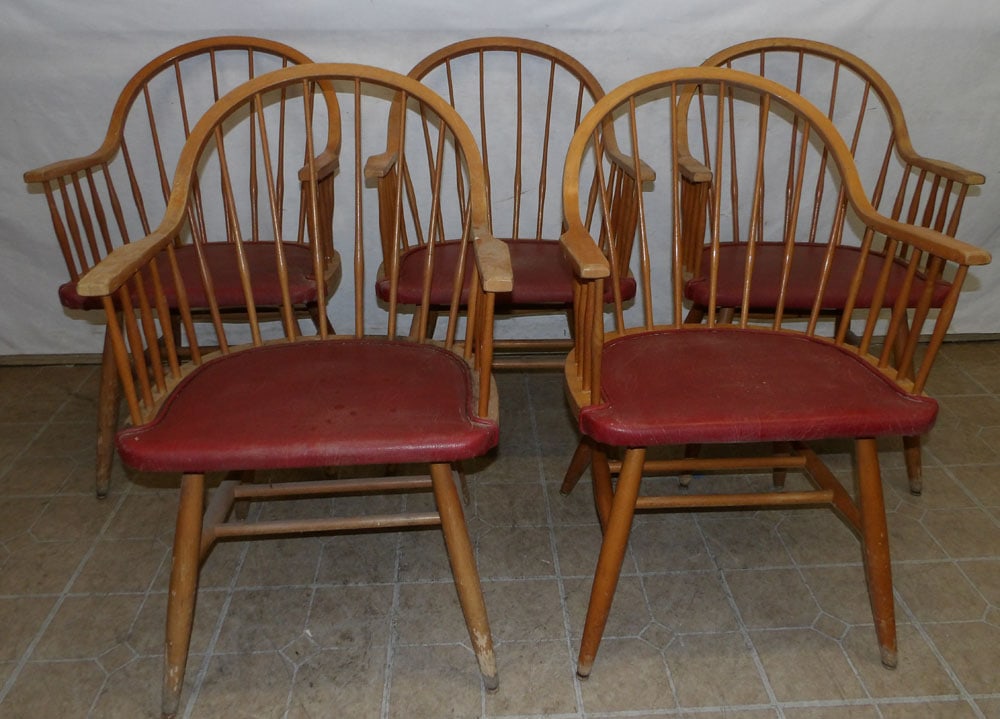 Set of Five Maple Windsor Style Arm Chairs (1 of 3)