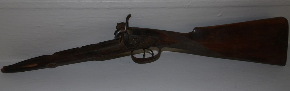 Percussion Rifle Stock: Percussion Rifle Stock . 26 1/2" L "ALL DESCRIPTIONS AND ANY CONDITION STATEMENT GIVEN BY LANGSTON AUCTION GALLERY ARE STRICTLY OPINIONS AND LANGSTON'S SHALL HAVE NO RESPONSIBILITY FOR ERRORS OR OMISS