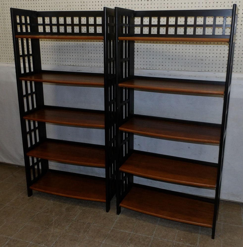 Pair of Modern Painted Pine Folding Shelves (1 of 3)