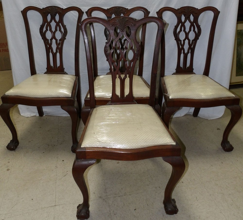 Set of Four Mahogany Dining Chairs with Ball & Claw Feet (1 of 4)