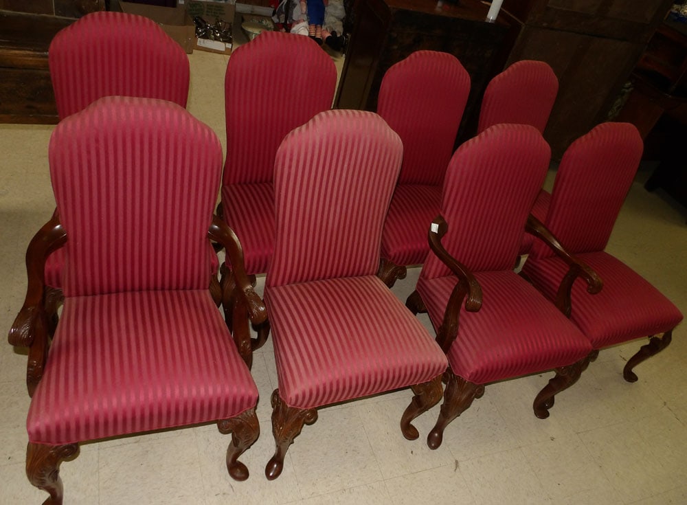 Set of Eight Mahogany & Upholstered Dining Chairs by Hickory Chair (1 of 4)