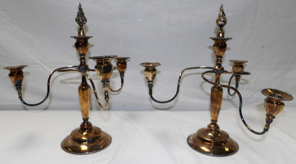 Pair of Silverplated Three Light Candelabras (1 of 4)