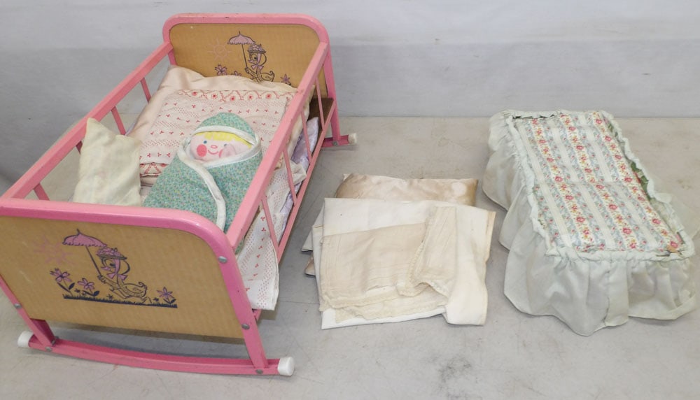 Vintage Painted Metal Doll Bed (1 of 3)