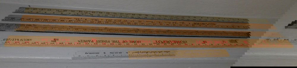 Four Wood Measuring Sticks & 1 Metal Measuring Stick (1 of 2)