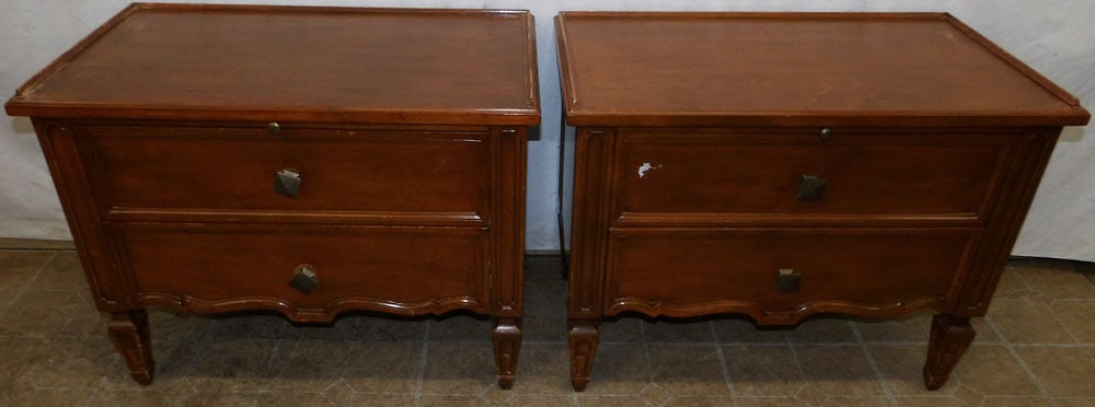 Pair of French Provincial Two Drawer Night Stands with Slides (1 of 8)