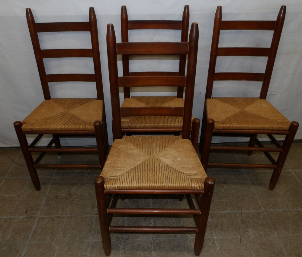 Set of Four Oak Ladder Back Dining Chairs (1 of 5)
