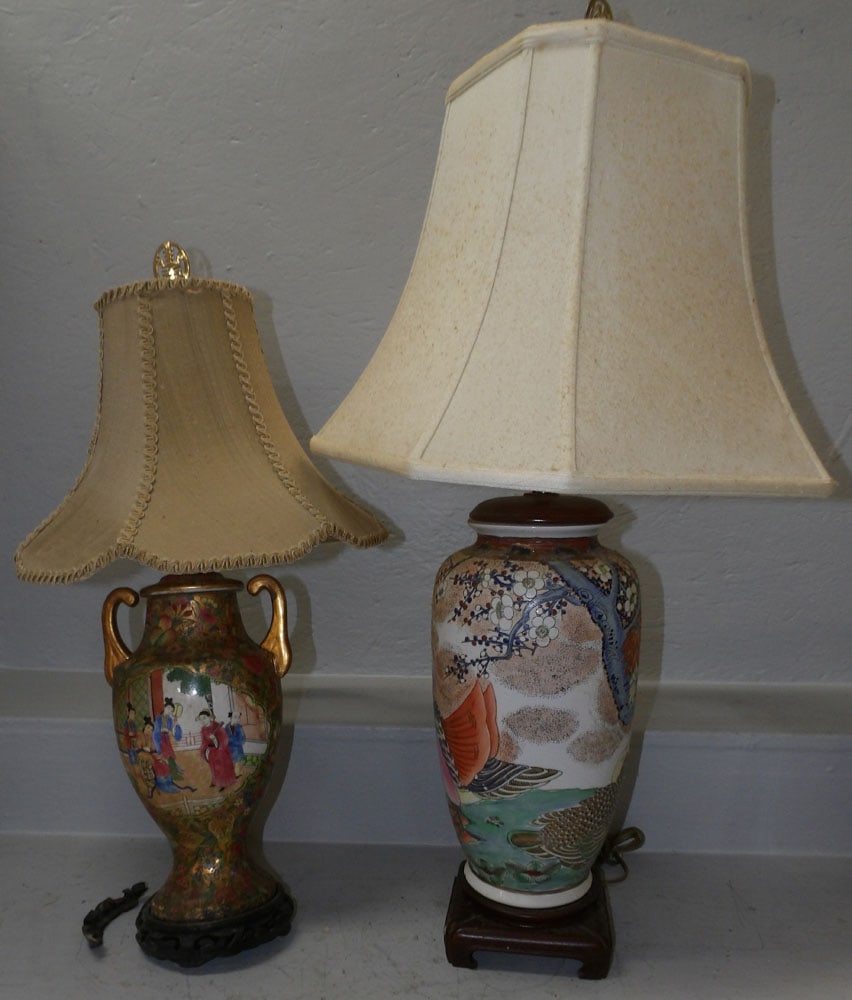 Two Oriental Porcelain Vases Made Into Lamps (1 of 5)