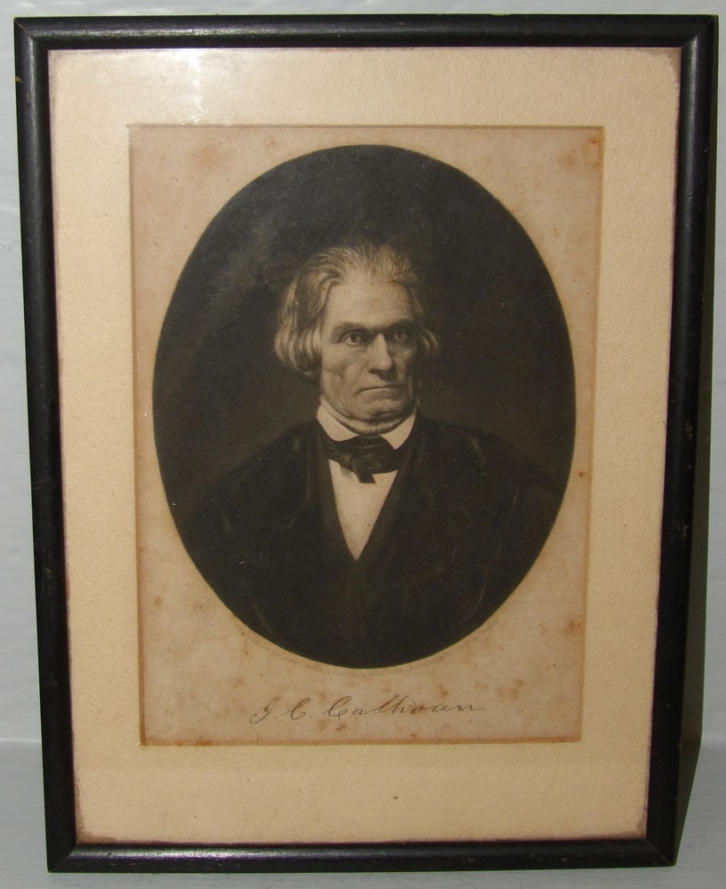 Framed Portrait Engraving of Calhoun (1 of 3)