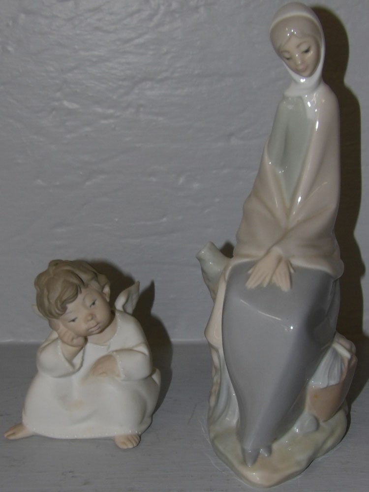 Lladro Porcelain Figurine & Lladro Type Porcelain Figurine: Lladro Porcelain Figurine & Lladro Type Porcelain Figurine. Up to 9 1/4" H "ALL DESCRIPTIONS AND ANY CONDITION STATEMENT GIVEN BY LANGSTON AUCTION GALLERY ARE STRICTLY OPINIONS AND LANGSTON'S SHALL HA