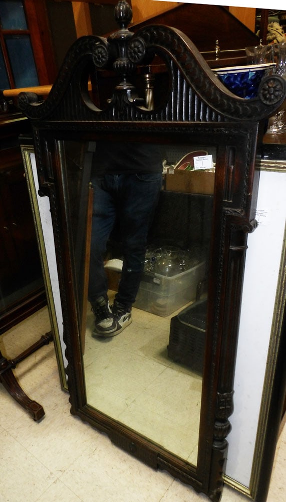 Antique Carved Mahogany Framed Mirror (1 of 2)