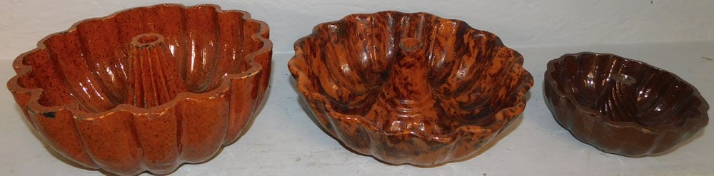 Three Antique Red Ware Jelly Molds (1 of 4)