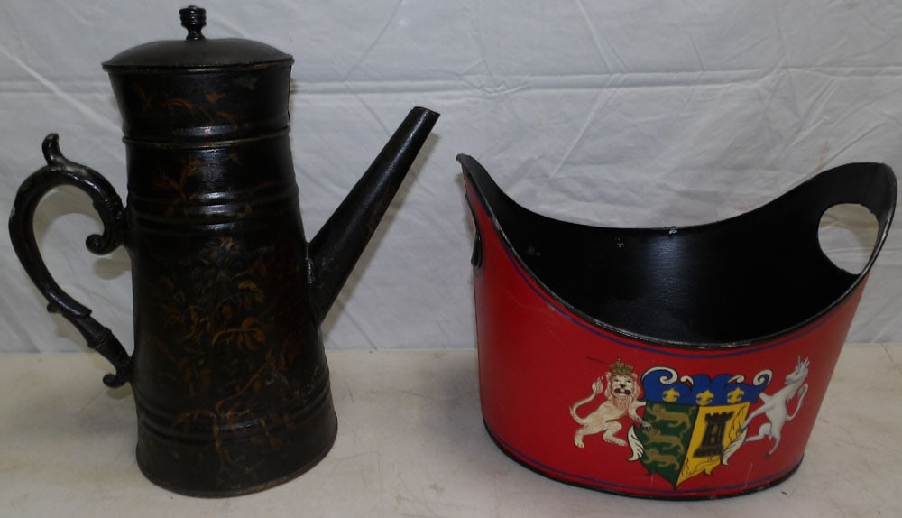 Painted Tole Pitcher & Jardiniere (1 of 5)