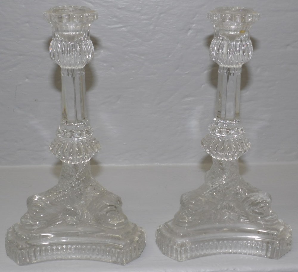 Pair of Dolphin Base Glass Candlesticks by Tiffany & Co. (1 of 3)