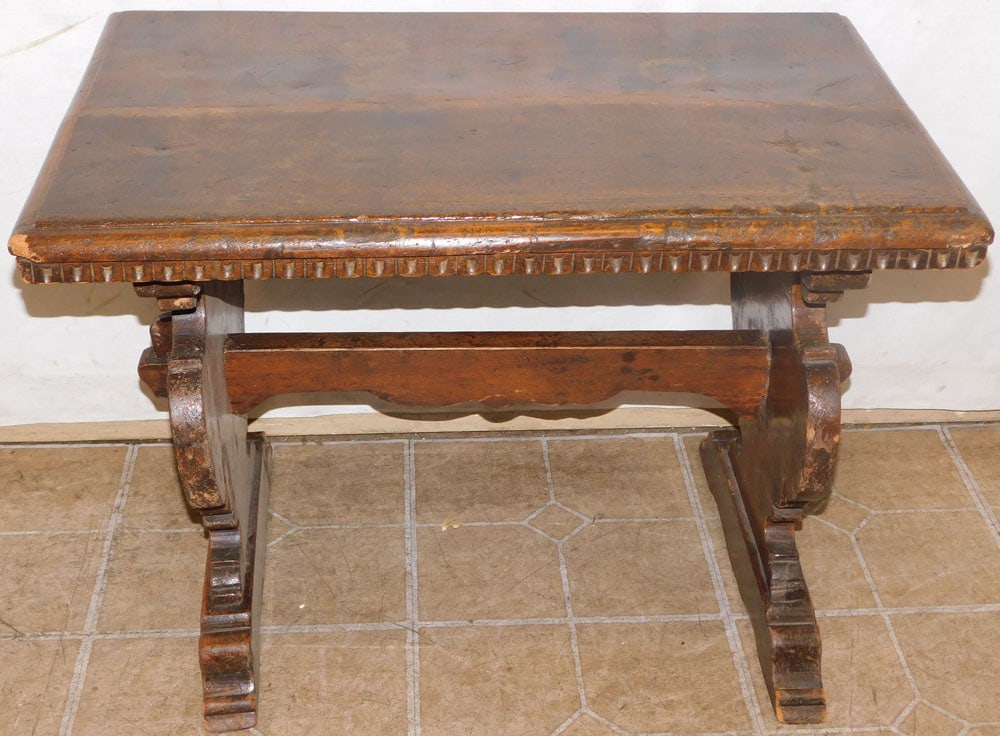 19th Century Walnut Italian Trestle Tea Table (1 of 3)