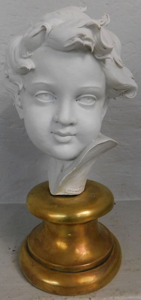 Parian Type Benacchio Porcelain Bust of Young Boy (1 of 5)