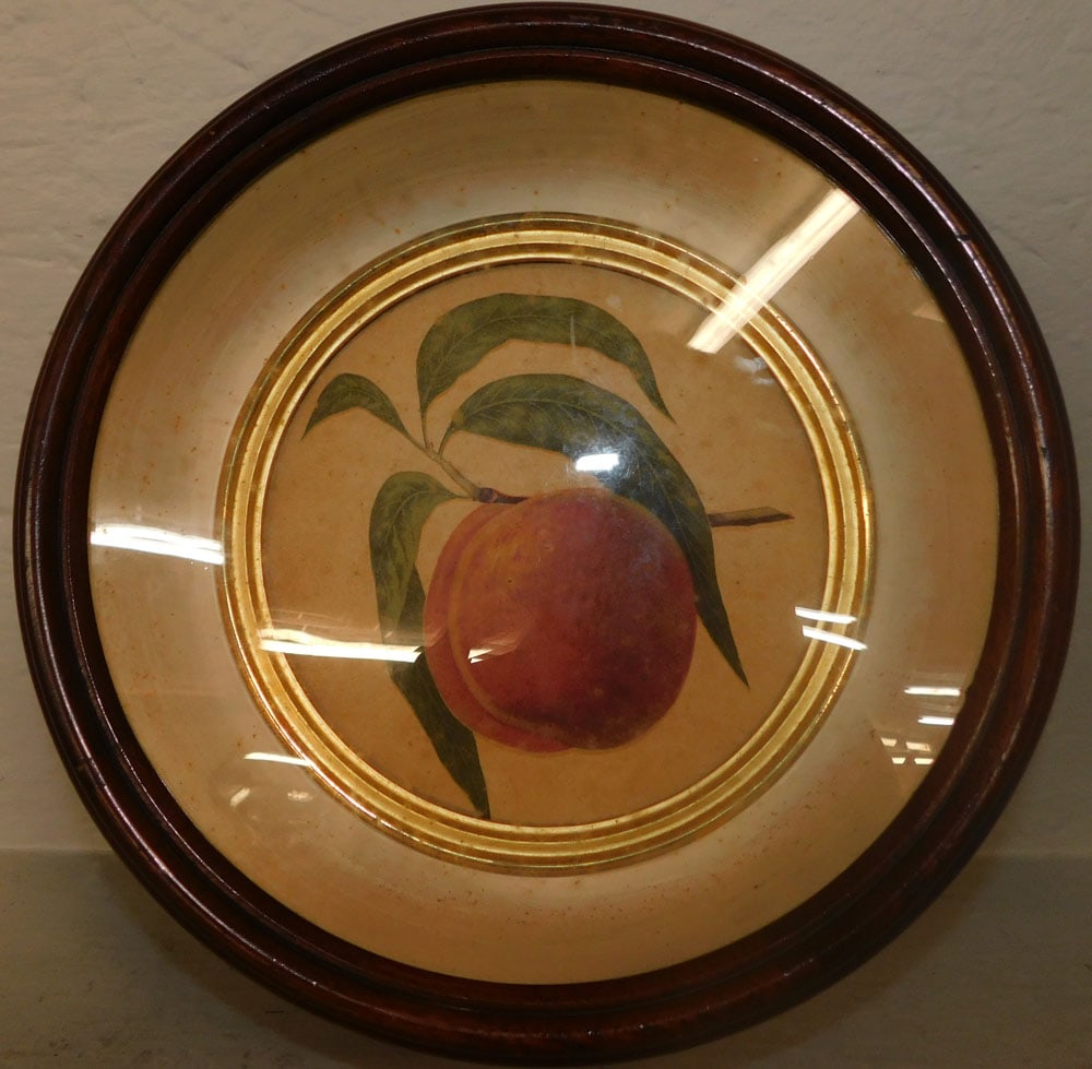 Antique Round Walnut Deep Well Frame with Fruit Print (1 of 3)