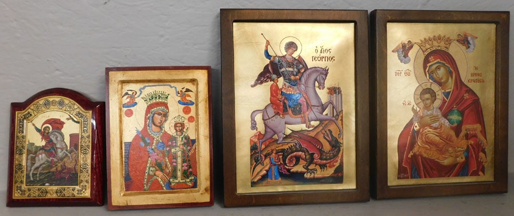 Four Painted on Wood Russian Icons (1 of 5)