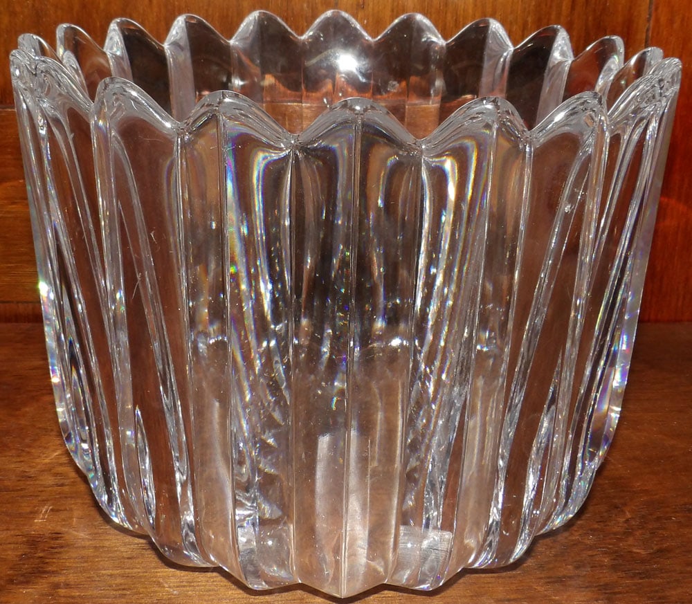 Large Scalloped Edge Lead Crystal Bowl Signed Orrefors (1 of 3)