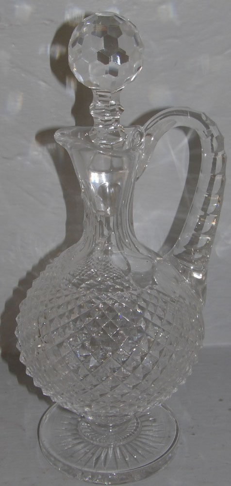 Cut Crystal Pedestal Base Handled Ewer Unsigned Waterford (1 of 4)
