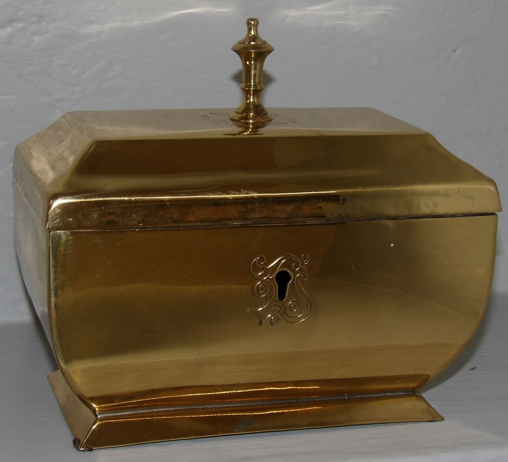 Polished Brass Tea Caddy Form Covered Box (1 of 5)