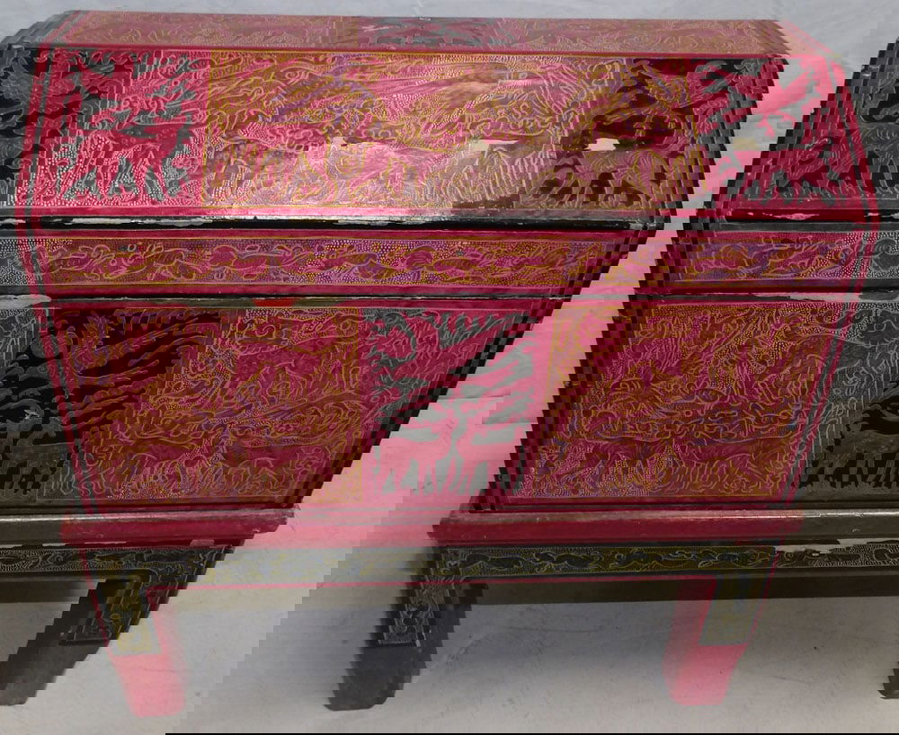 Paint Decorated Wood Box on Stand (1 of 6)