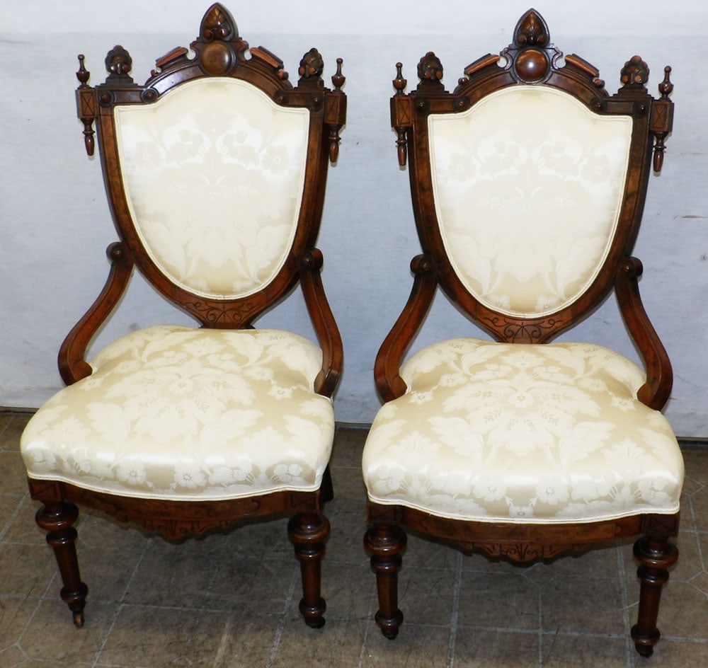Pair of Walnut Victorian Renaissance Revival Parlor Chairs (1 of 6)