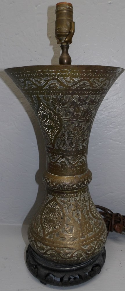 Brass Oriental Vase Made Into Lamp (1 of 2)