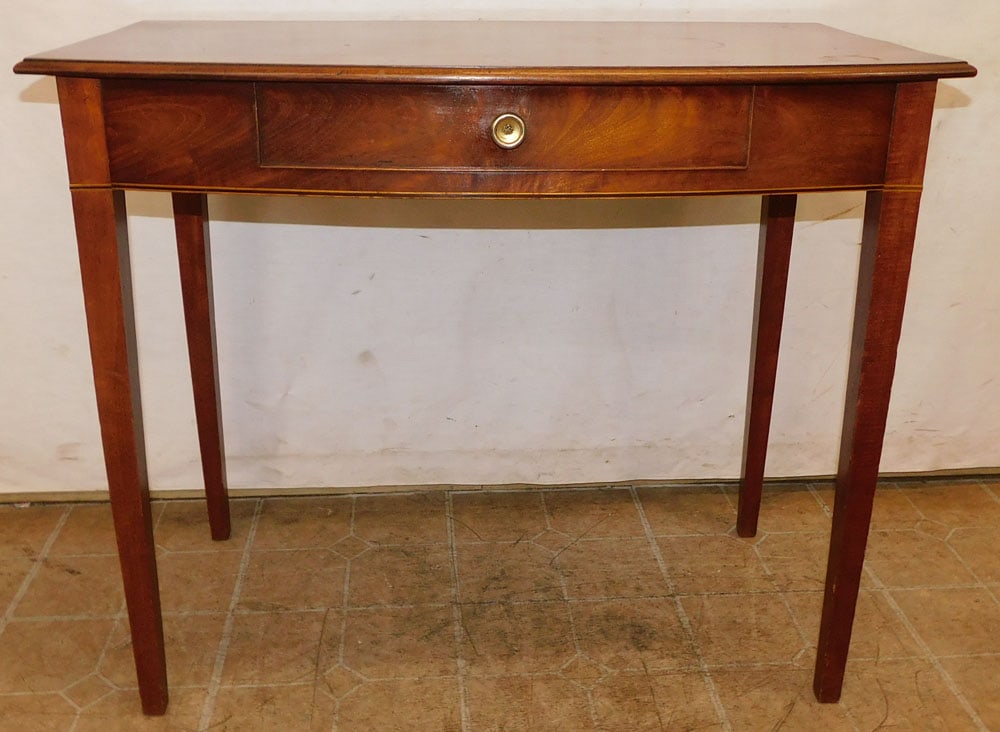 Antique Mahogany Bow Front Console with One Drawer (1 of 4)