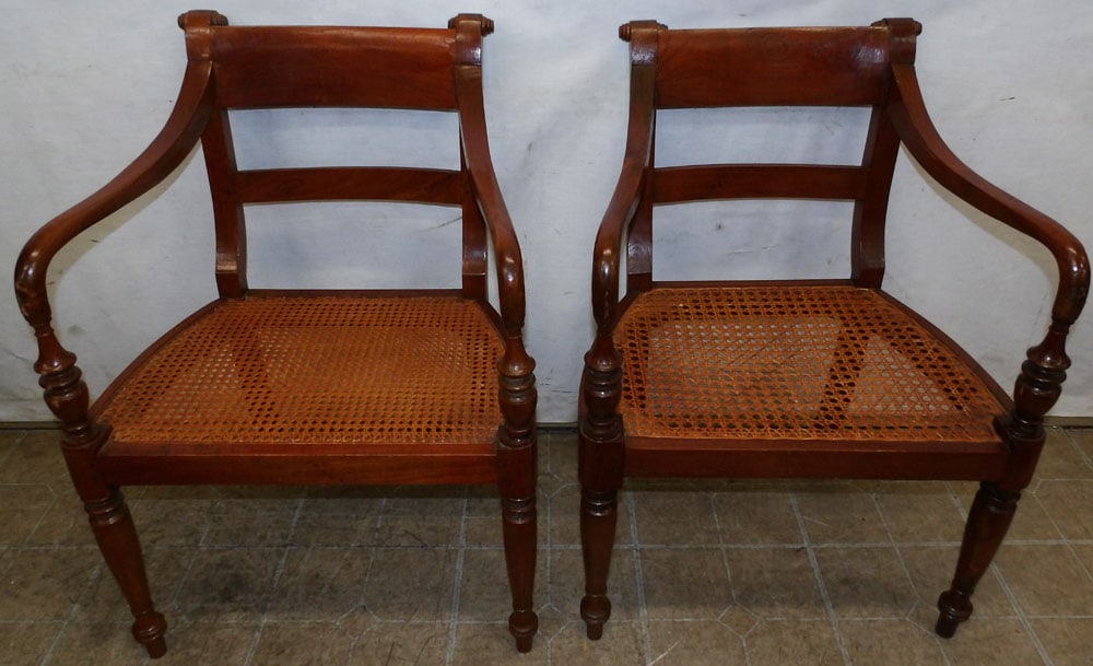 Pair of Walnut & Cane Seat Anglo Style Chairs (1 of 5)