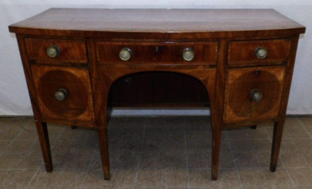 19th Century Mahogany Inlaid Bow Front Sideboard (1 of 7)