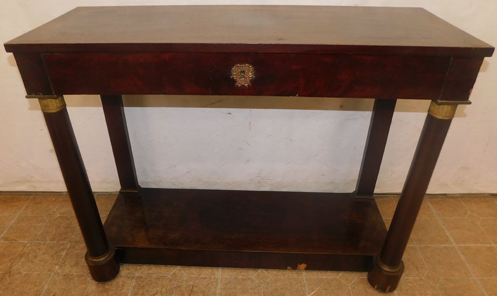 19th Century French Empire Mahogany One Drawer Console (1 of 8)
