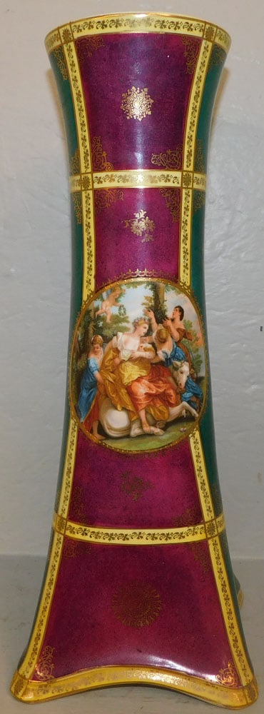 Painted Porcelain Royal Vienna Vase: Painted Porcelain Royal Vienna Vase . 16" H