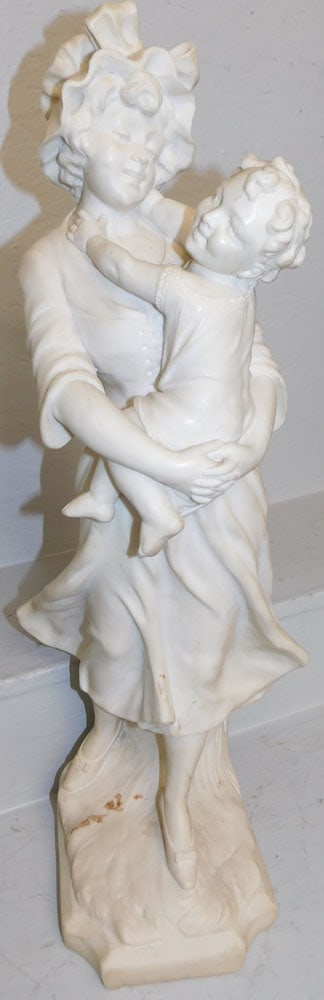 Antique Carved Alabaster Statue of Lady with Child (1 of 3)